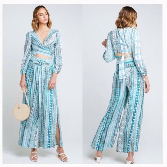 ZHU Ulma Long Sleeve Wrap Top Pants Set XS NWT #105 - Picture 1 of 6